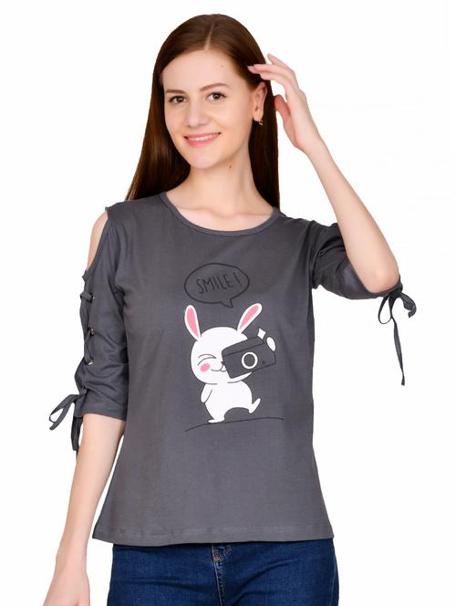 cold shoulder graphic top - 17080952 - Very Small Image - 1