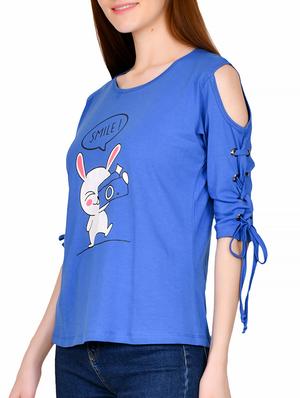 cold shoulder graphic top - 17080953 - Standard Image - 4