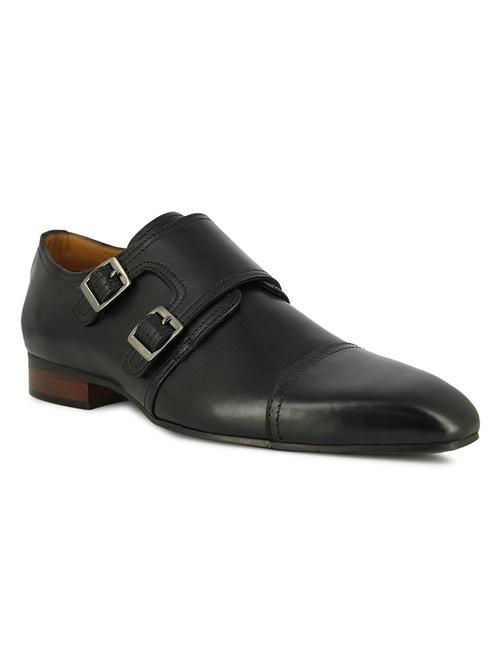 black slip on monk straps - 17081237 - Standard Image - 1