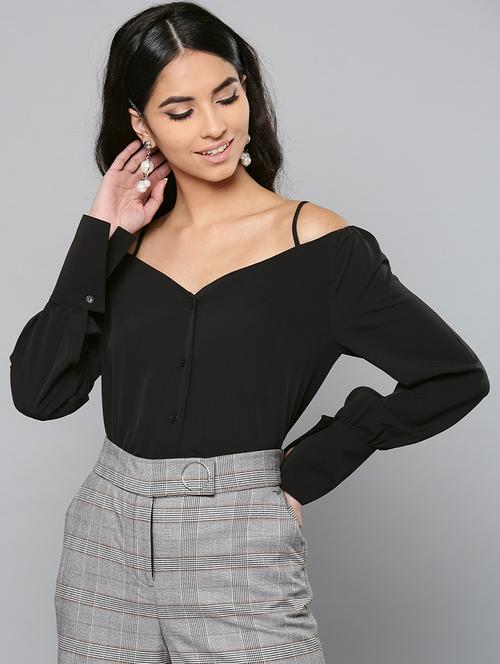 black polyester regular top - 17085592 - Standard Image - 1