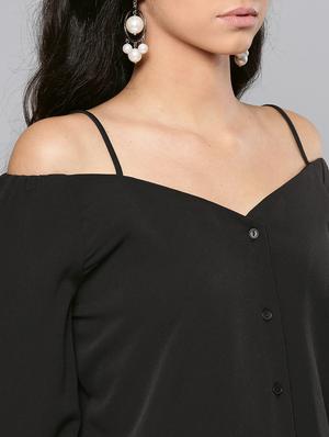 black polyester regular top - 17085592 - Standard Image - 4