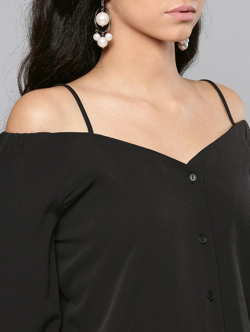 black polyester regular top - 17085592 - Zoom Image - 4