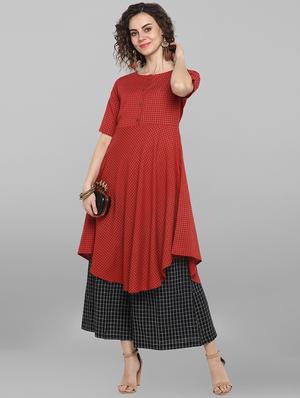 solid asymmetric kurta - 17085889 - Standard Image - 4