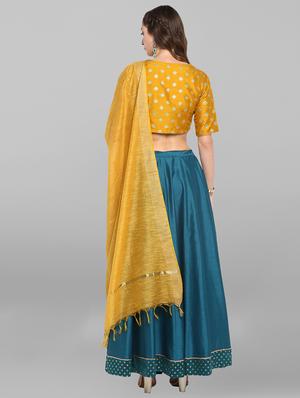 contrast flared lehenga - 17085897 - Standard Image - 4