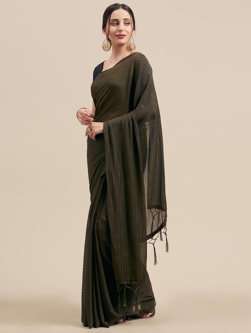 solid woven saree with blouse - 17088494 - Standard Image - 1