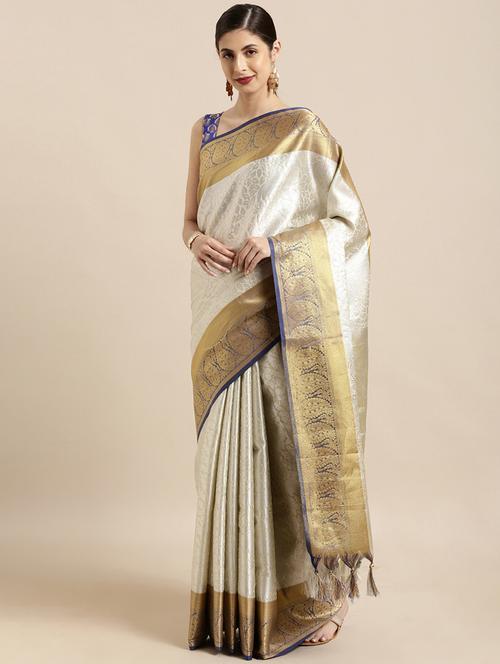 solid banarasi saree with blouse - 17089992 - Standard Image - 1