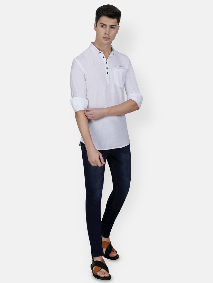 white solid short kurta - 17093645 - Zoom Image - 4