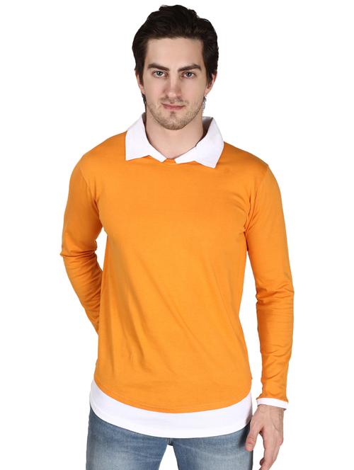 orange cut & sew collared t-shirt - 17096031 - Standard Image - 1