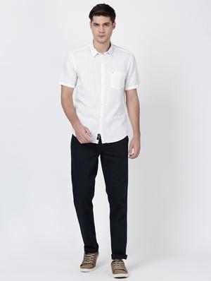 white solid cotton linen casual shirt - 17102300 - Standard Image - 4
