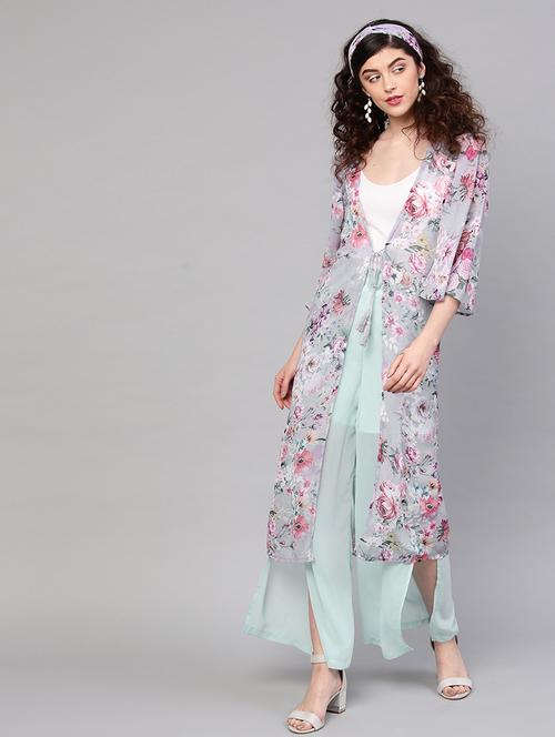 tie up floral shrug - 17112169 - Standard Image - 1