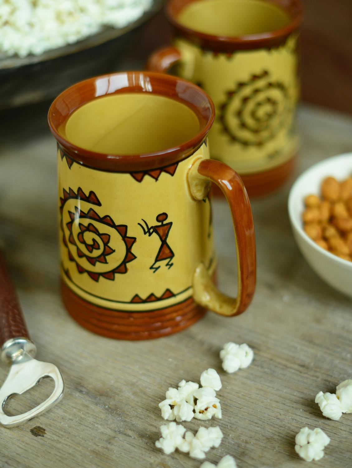 Warli Beer Mug - Set Of 2 - Cultural Concepts