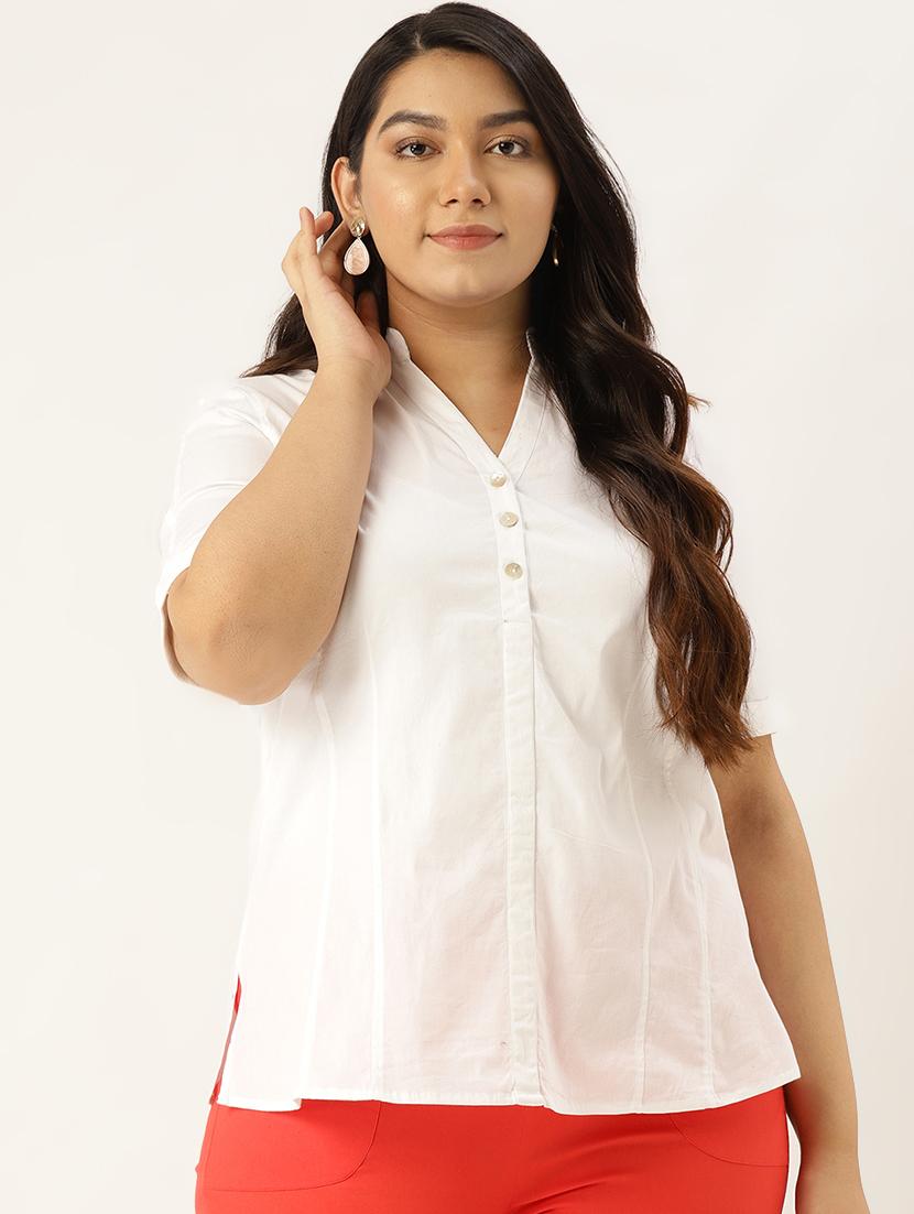 women's a line mandarin neck top