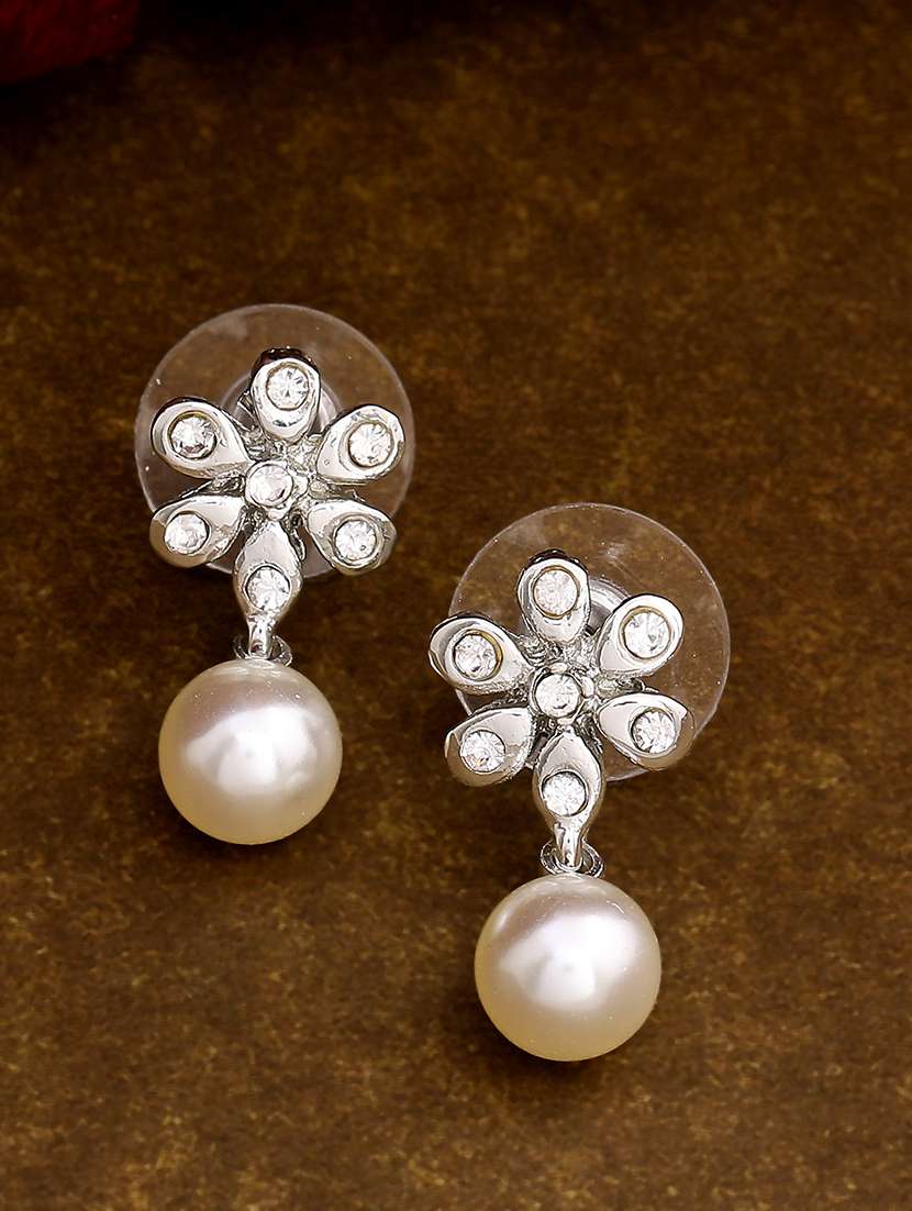 white metal drop earring