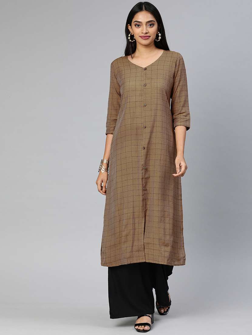checkered straight kurta