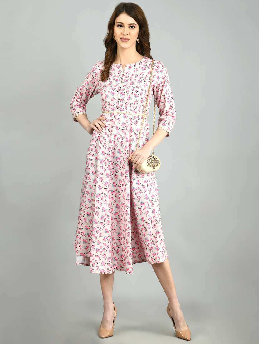 notch neck floral dress