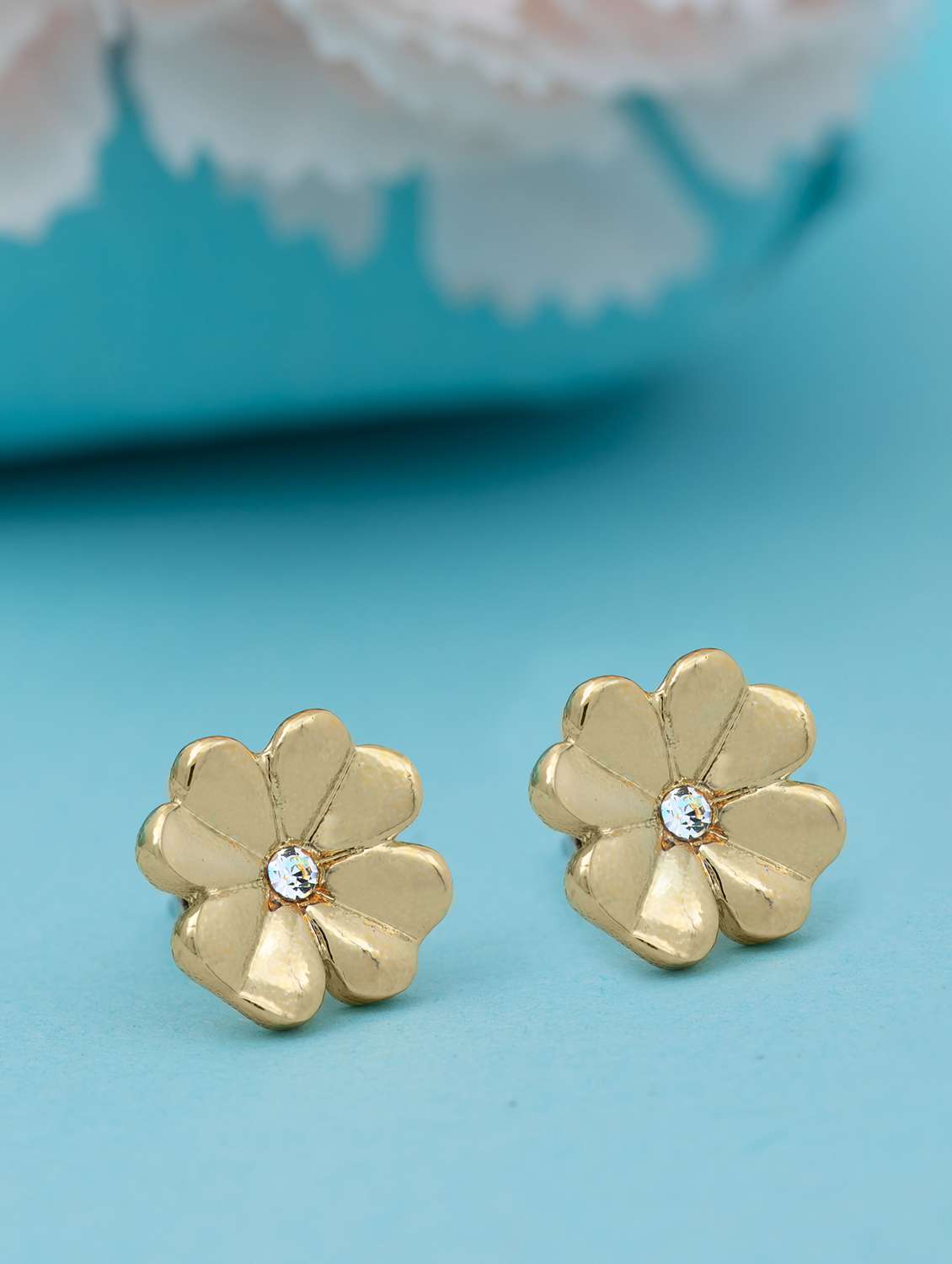 white metal studs earring