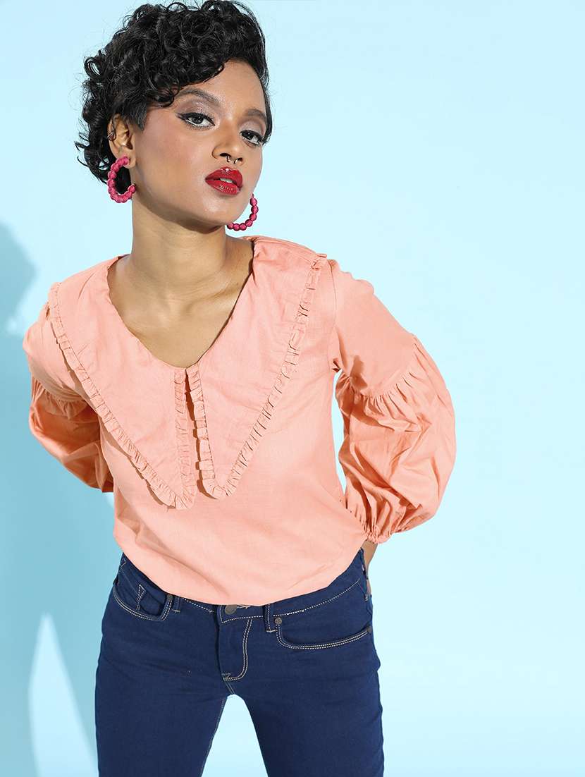 women's straight overlap neck top