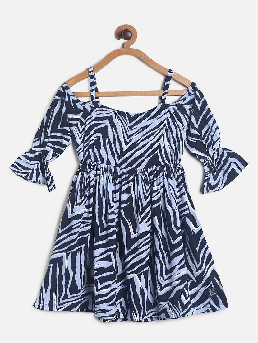 girls shoulder strap bell sleeve frock