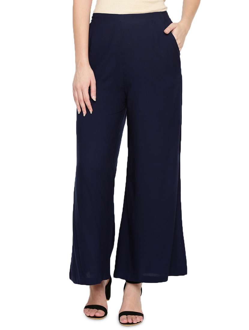 navy blue straight palazzo