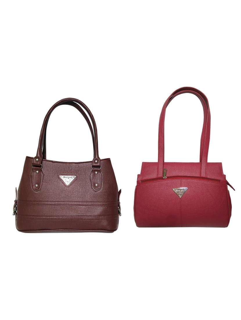 multi colored leatherette (pu) combo handbag