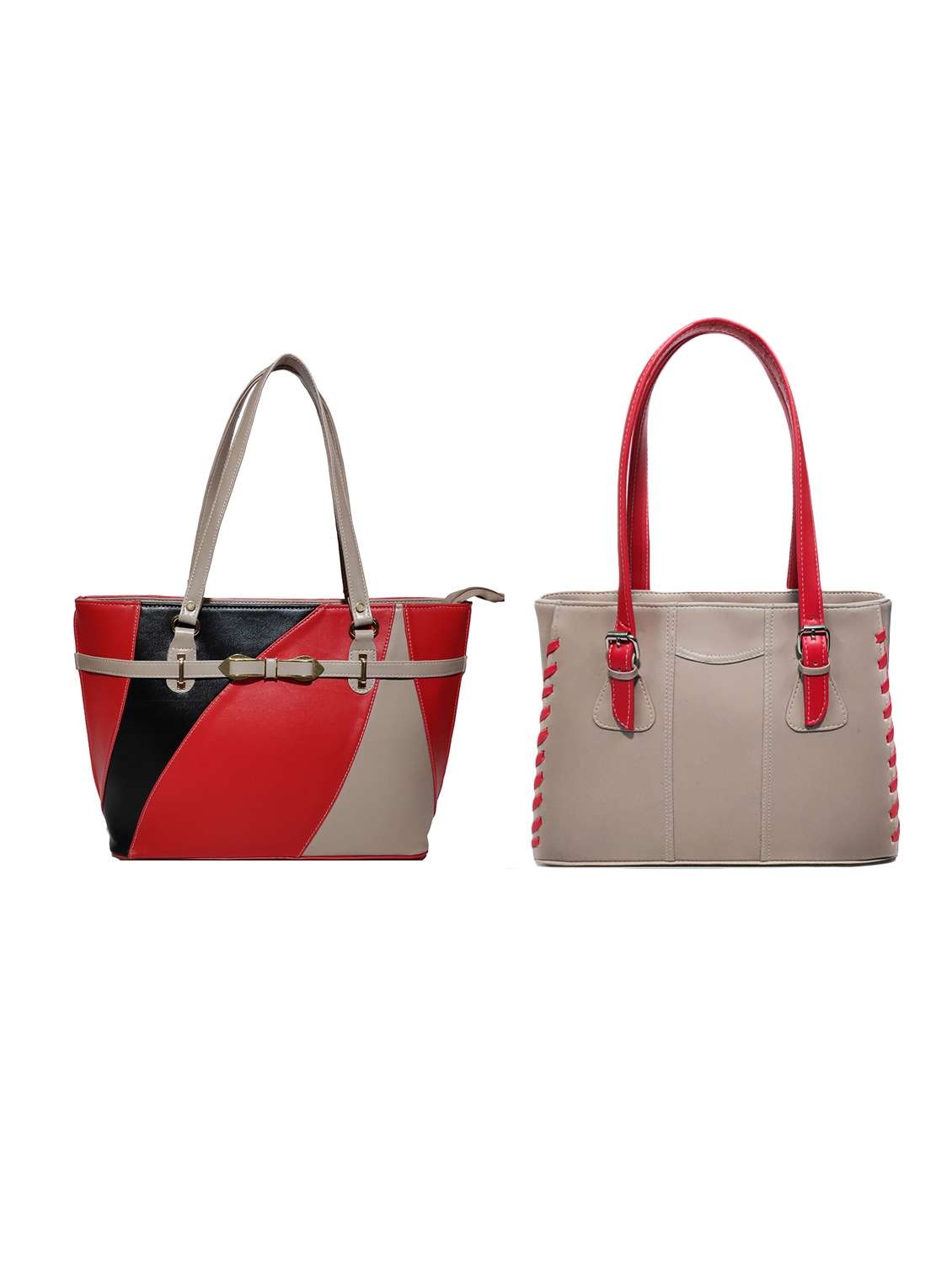 multi colored leatherette (pu) combo handbag