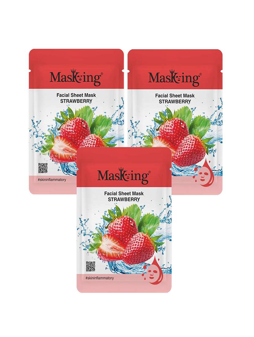 masking beauty facial sheet mask strawberry 20ml each (pack of 3)
