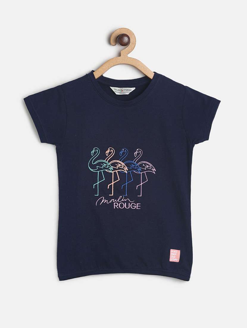 blue printed regular tee