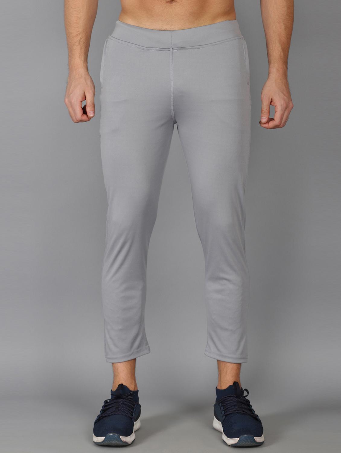 grey solid ankle length track pant