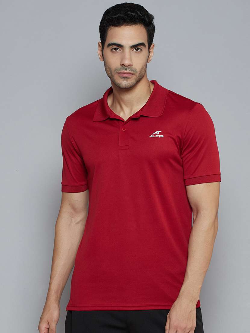 maroon solid polo t-shirt