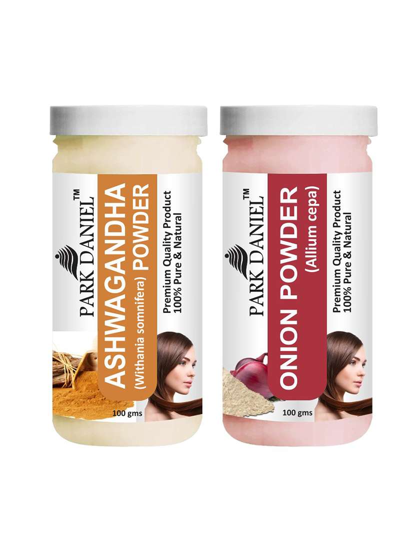 park daniel premium ashwagandha powder & onion powder combo pack of 2 jars of 100 gms(200 gms)