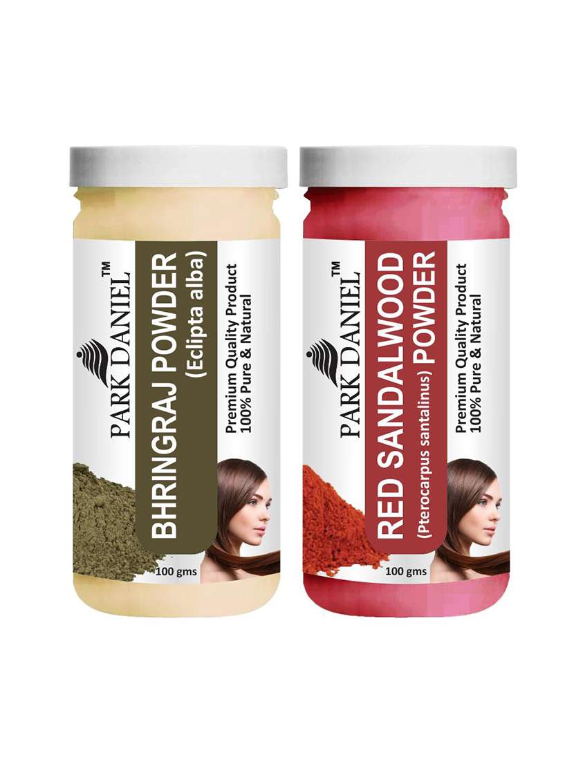 park daniel 100% pure & natural bhringraj powder & red sandalwood powder combo pack of 2 jars of 100 gms(200 gms)