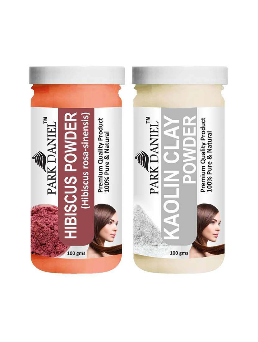 park daniel 100% pure & natural hibiscus powder & kaolin clay powder combo pack of 2 jars of 100 gms(200 gms)