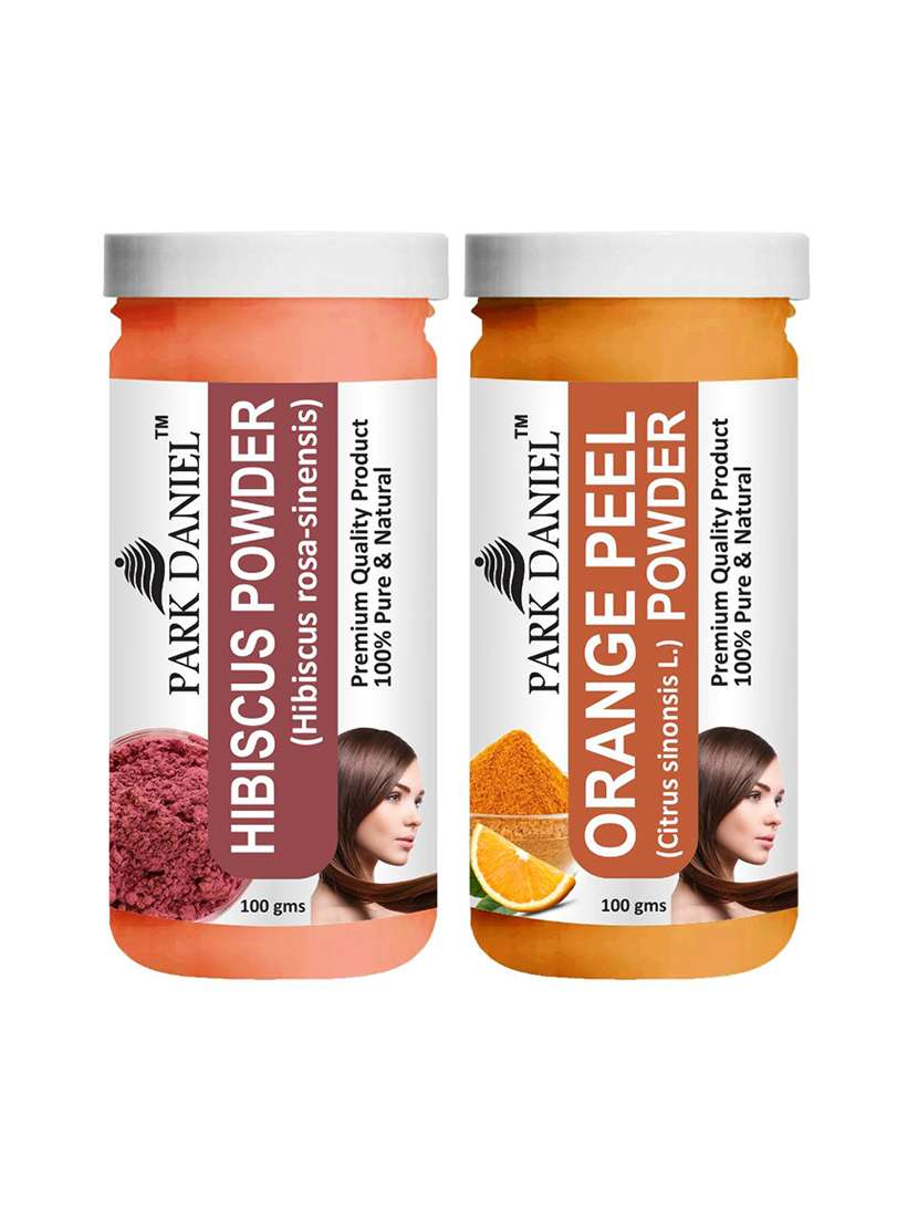 park daniel 100% pure & natural hibiscus powder & orangepeel powder combo pack of 2 jars of 100 gms(200 gms)