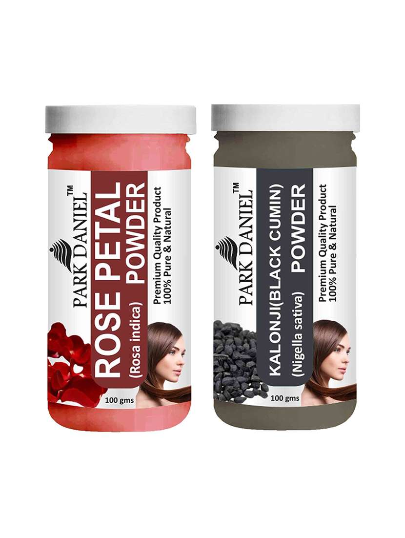 park daniel pure & natural rose petal powder & kalonji(black cumin) powder combo pack of 2 bottles of 100 gm (200 gm )