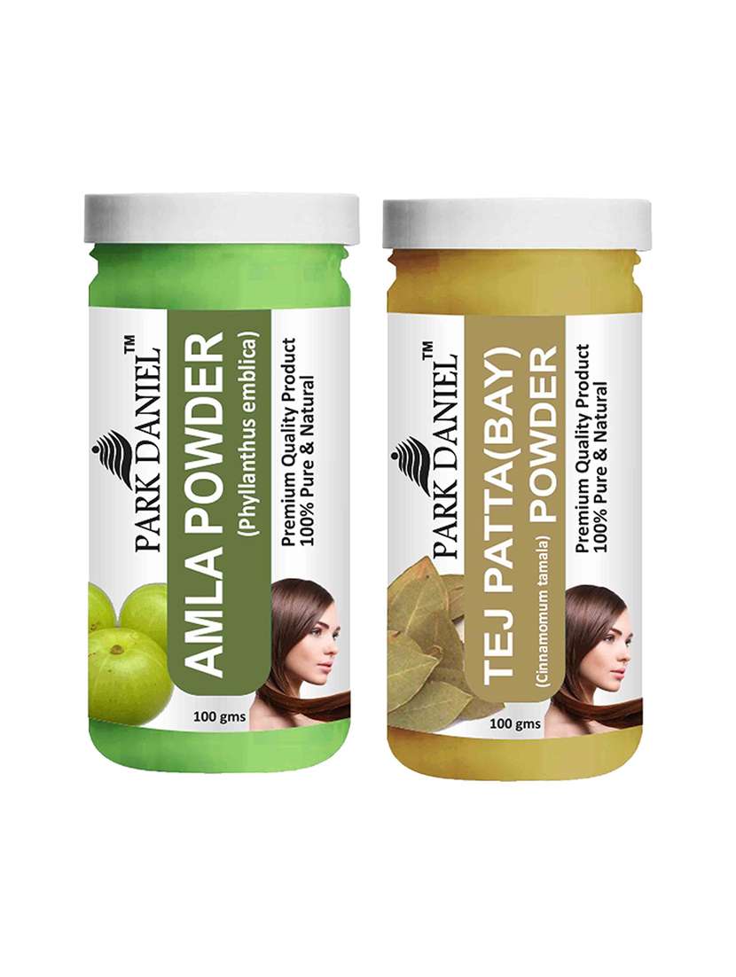 park daniel 100% pure & natural amla powder & tej patta powder combo pack of 2 jars of 100 gms(200 gms)