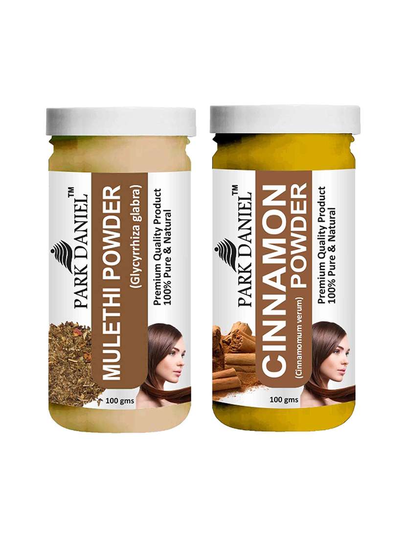 park daniel 100% pure & natural mulethi powder & cinnamon powder combo pack of 2 jars of 100 gms(200 gms)