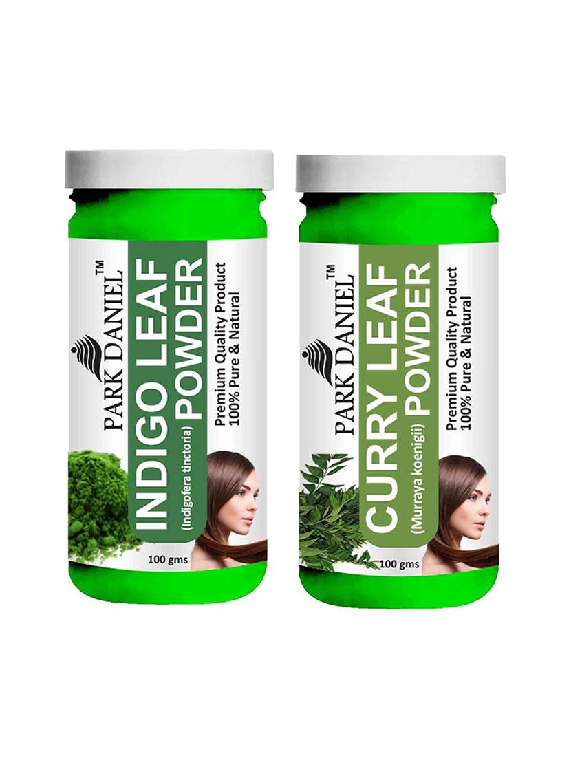 park daniel 100% pure & natural indigo powder & curry leaf powder combo pack of 2 jars of 100 gms(200 gms)