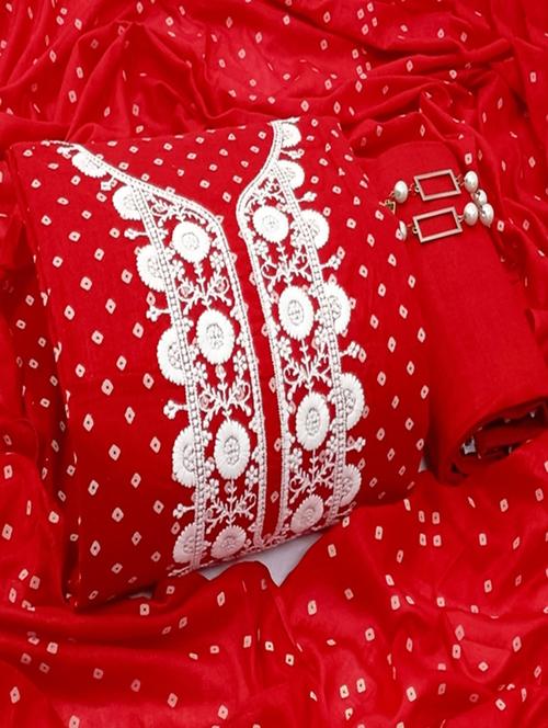 red unstitched salwar suit set - 18476144 - Very Small Image - 1