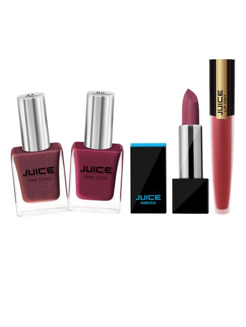 juice carnation pink - 47 & summer tangerine - 60 nail paint berry nude m-92 lipstick burgundy blend m-41 liptint pack of 4 - 18519726 - Very Small Image - 1