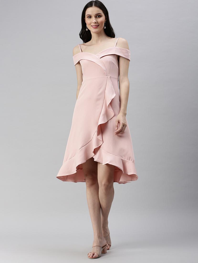 women's ruffle solid dress