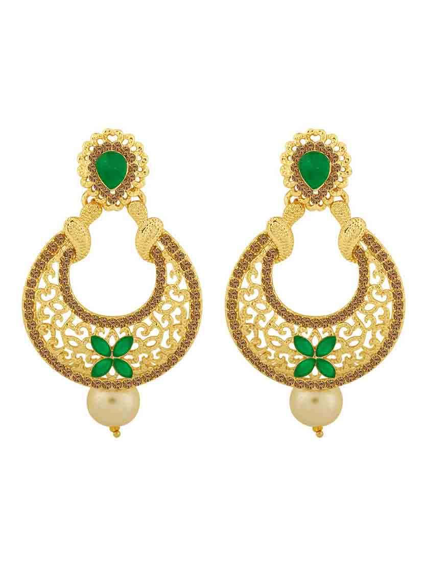 green metal chandballi earring