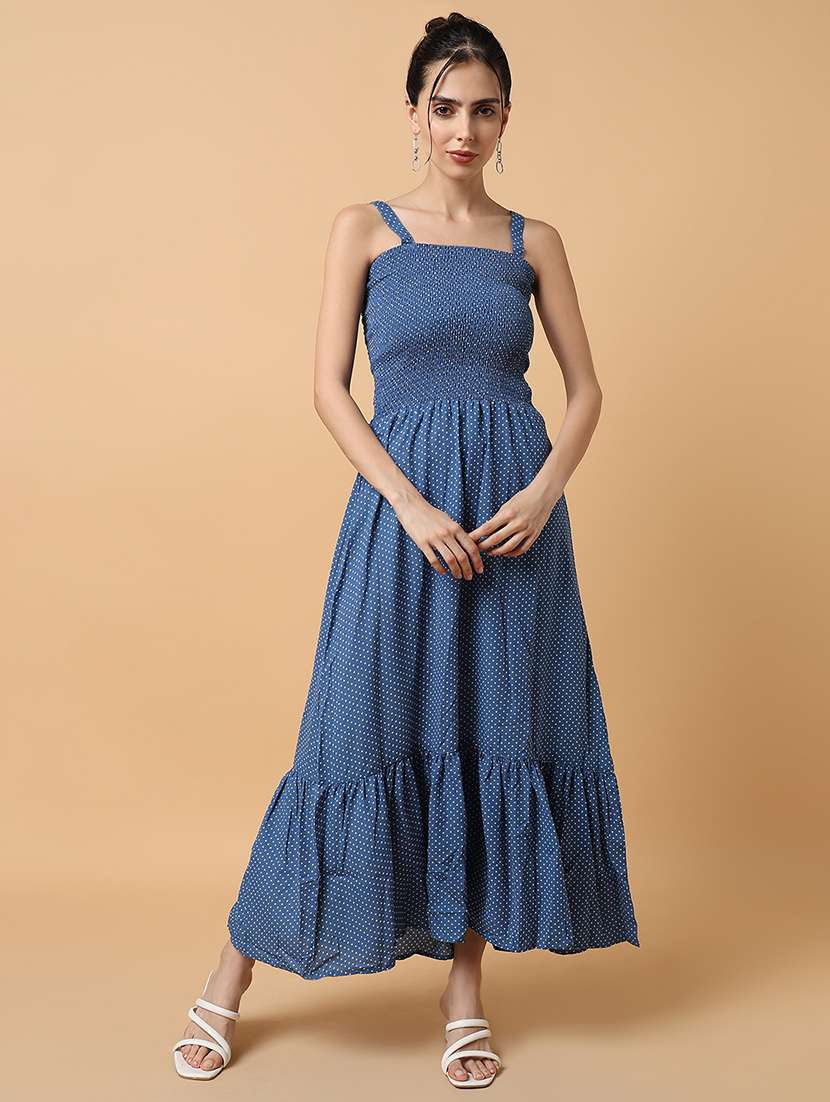 women's tiered dress micro print dress