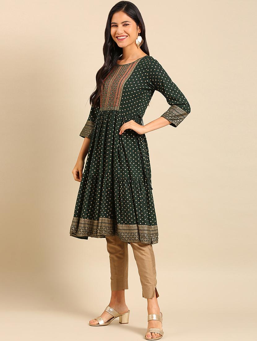 green cotton anarkali kurta