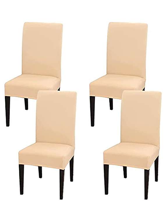 polyester solid elastic chair cover stretch -pack of 4
