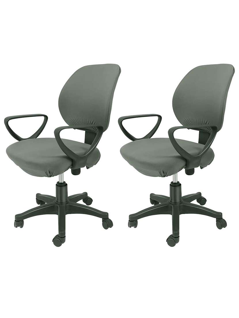 polyester snapdex office chair cover, washable chair slipcover (grey, 2)