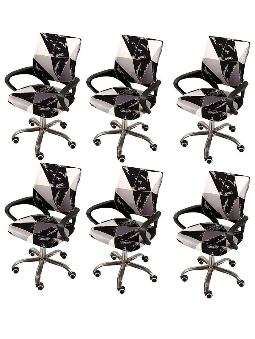 polyester snapdex office chair cover, washable chair slipcover (black prism, 6)