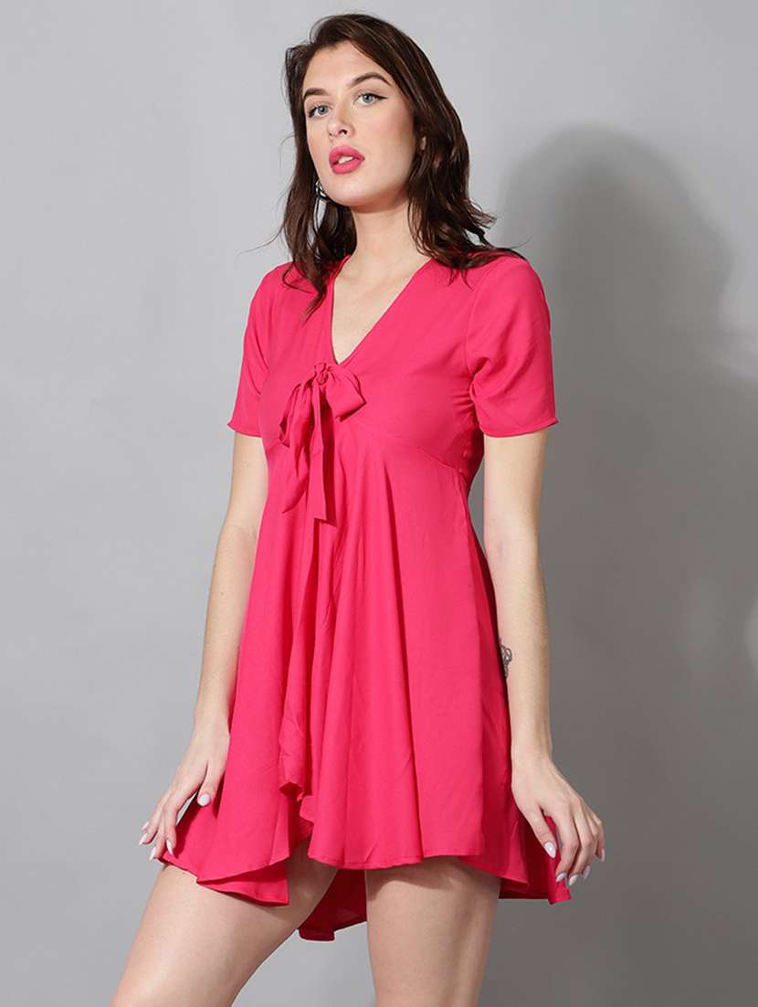 women's asymmetric solid dress