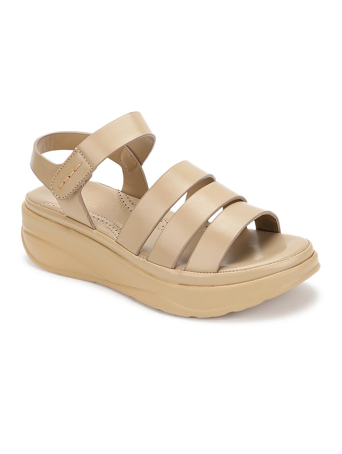 women beige ankle strap wedge