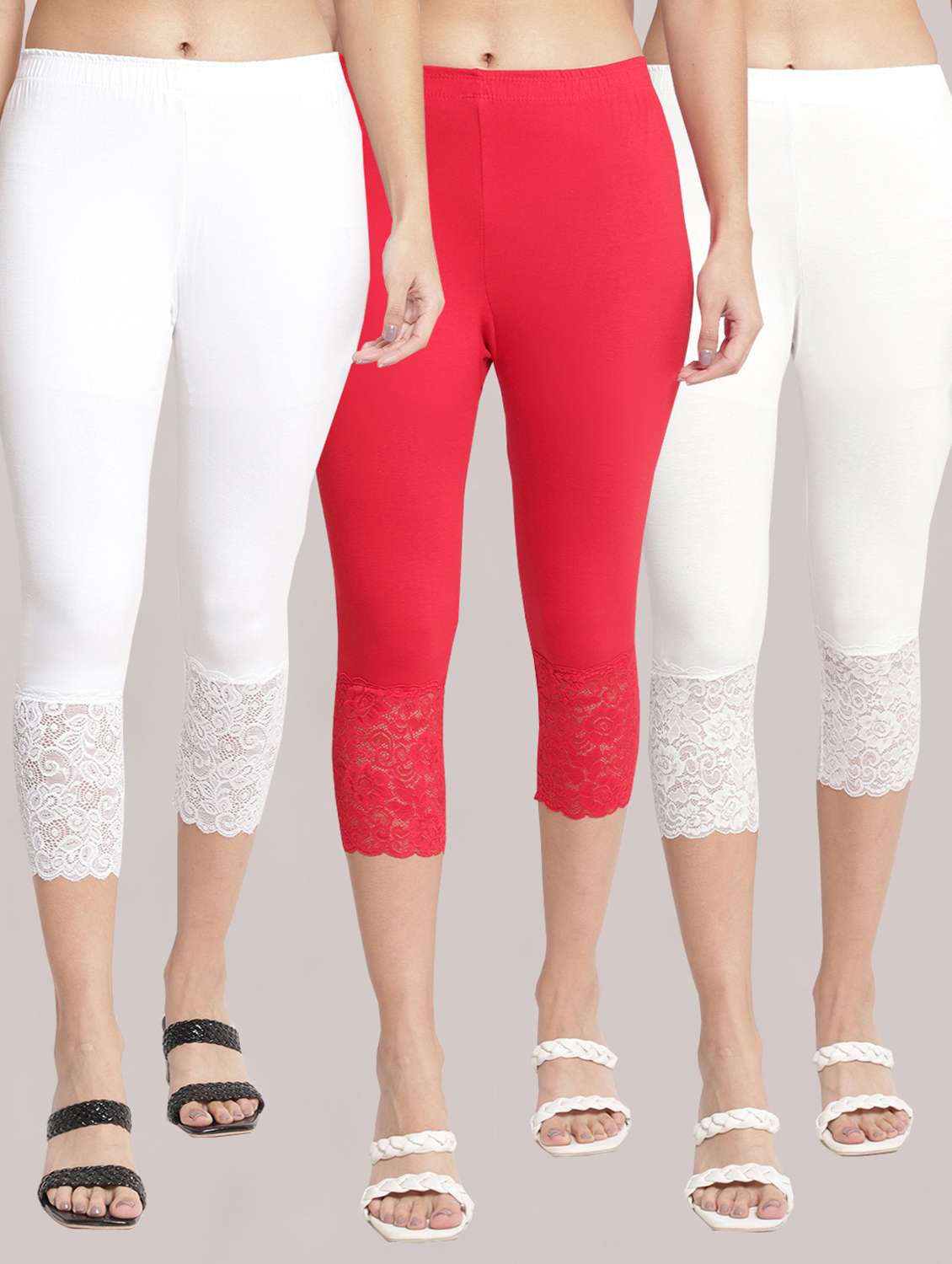 pack of 3 solid leggings capri