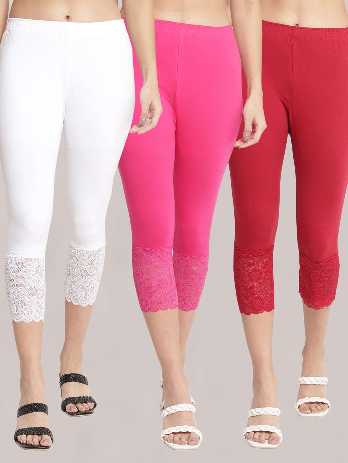 pack of 3 solid leggings capri